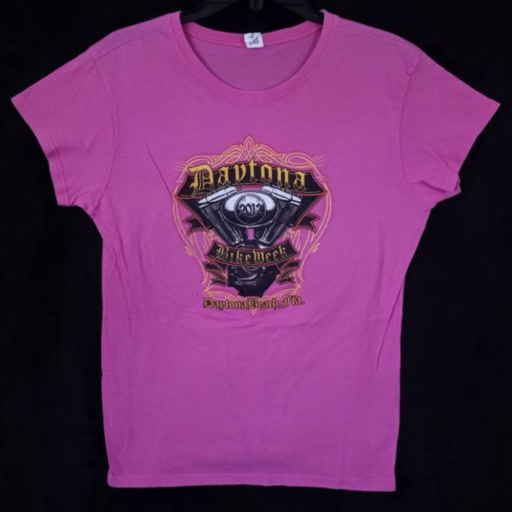 Daytona Bike Week 2012 Tee Shirt Size XL Pink Short Sleeve‎ 100% Cotton #1135